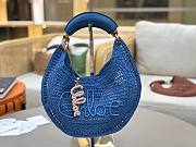 Okify Chloe Summer Banana Raffia Hobo Bag In Blue 36x21.5x2cm - 3