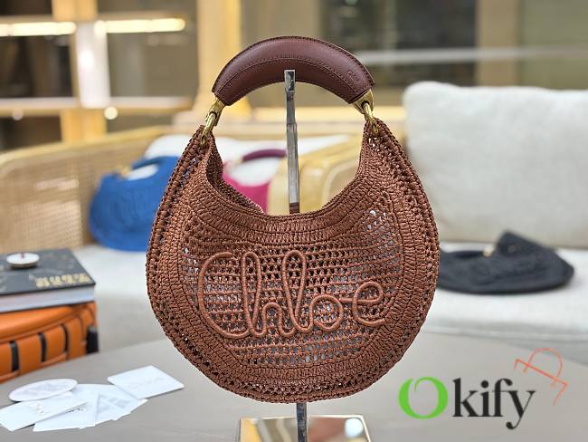 Okify Chloe Summer Banana Raffia Hobo Bag In Brown 36x21.5x2cm - 1