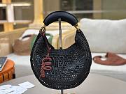 Okify Chloe Summer Banana Raffia Hobo Bag In Black 36x21.5x2cm - 4