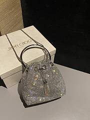 Okify Jimmy Choo Silver Crystal Mesh Handbag 16x16x9cm  - 4