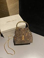 Okify Jimmy Choo Gold Crystal Mesh Handbag 16x16x9cm  - 2