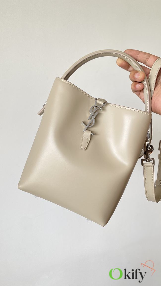Okify YSL Le 37 White Bucket Bag With Silver Hardware 17x20x13cm  - 1