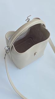 Okify YSL Le 37 White Bucket Bag With Silver Hardware 17x20x13cm  - 2
