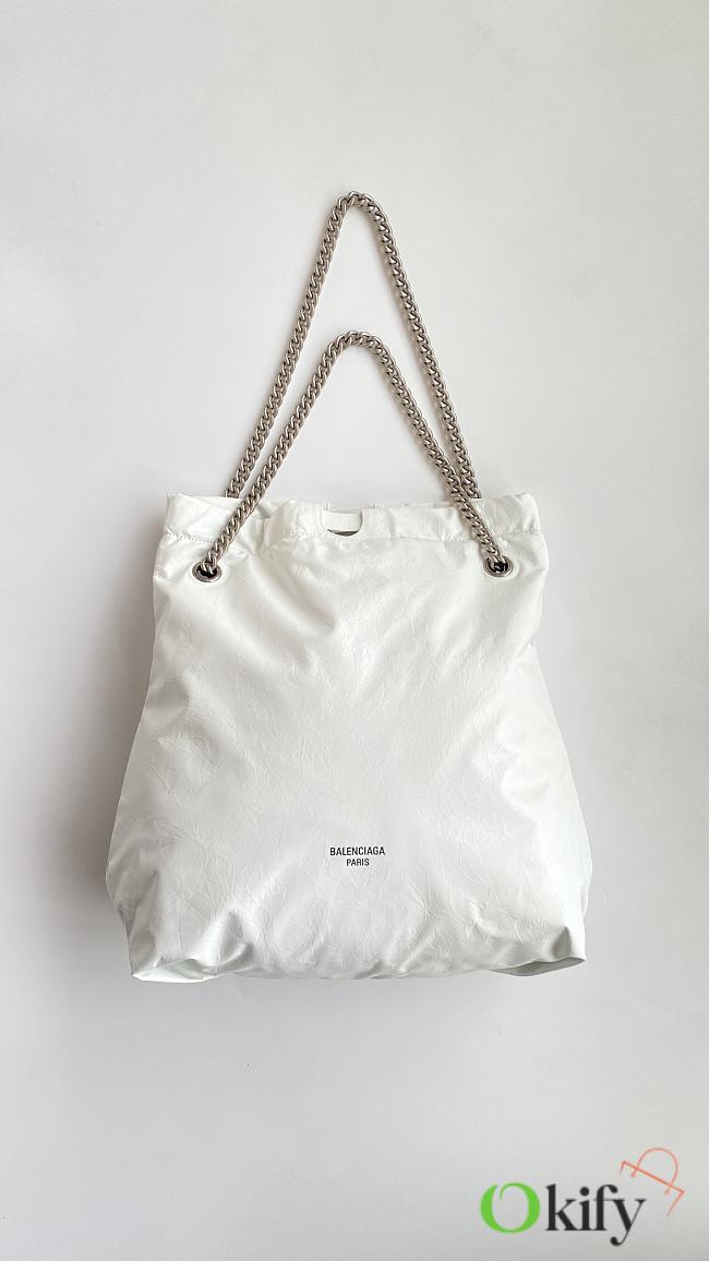Okify Balenciaga Large Crush Tote Bag In White 36x38x14cm - 1