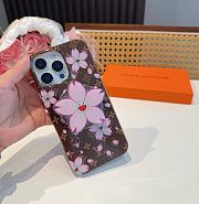 Okify Louis Vuitton Sakura Flowers Brown Phone Case  - 1