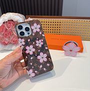 Okify Louis Vuitton Sakura Flowers Brown Phone Case  - 3