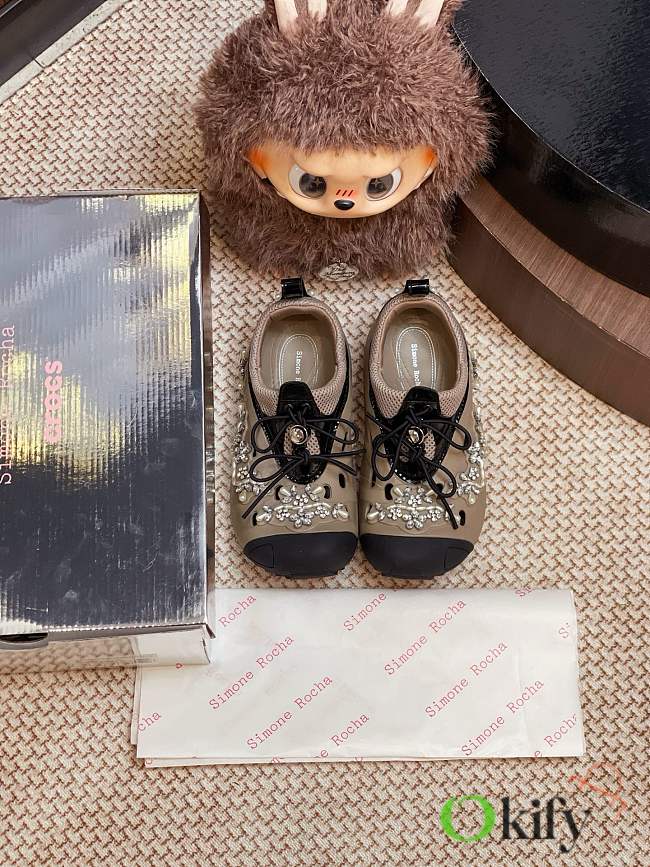Okify Simone Rocha Crystal Flower Crocs In Brown EU35-40  - 1