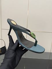 Okify YSL Blue High Heel Sandals With Flowers 8cm EU35-41 - 1