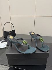 Okify YSL Blue High Heel Sandals With Flowers 8cm EU35-41 - 5