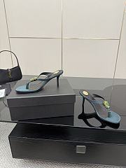 Okify YSL Blue High Heel Sandals With Flowers 8cm EU35-41 - 2