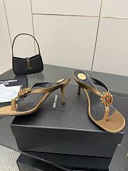 Okify YSL Brown High Heel Sandals With Flowers 8cm EU35-41 - 4