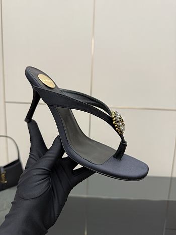 Okify YSL Black High Heel Sandals With Flowers 8cm EU35-41