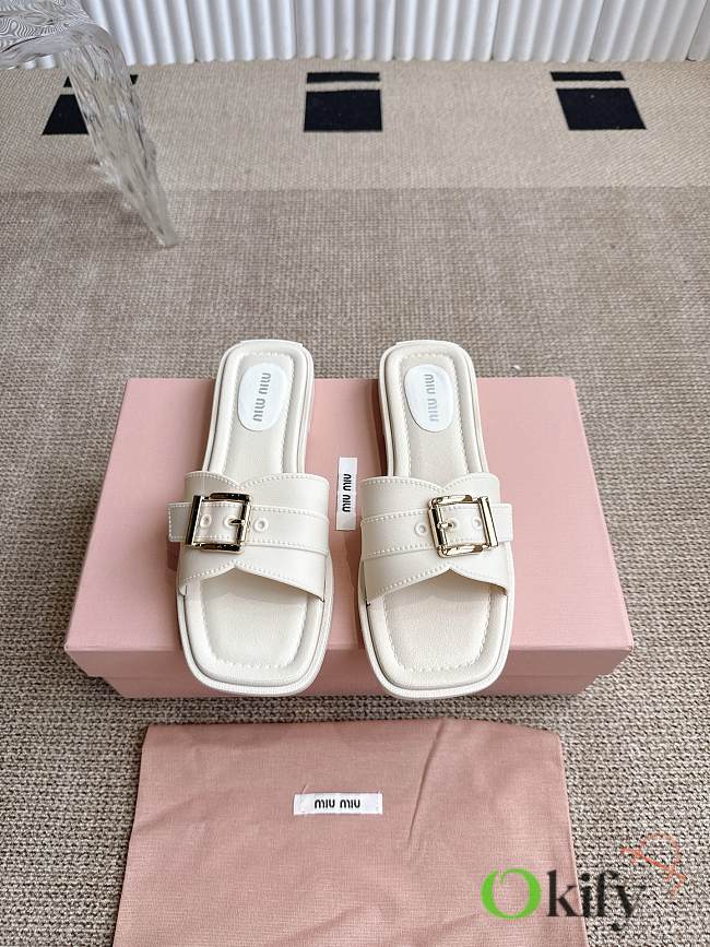Okify MiuMiu White Slides EU35-40 23535 - 1