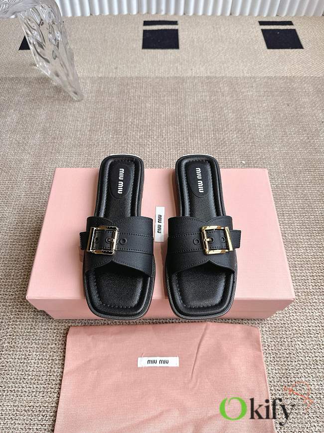 Okify MiuMiu Black Slides EU35-40 23536 - 1