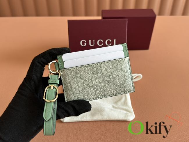 Okify Gucci Emblem Green Card Holder 10x7cm - 1