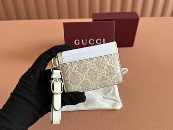 Okify Gucci Emblem Beige Card Holder 10x7cm