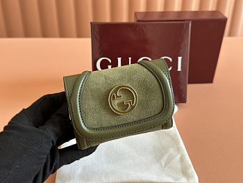 Okify Gucci Blondie Wallet In Green Suede 11x9cm 