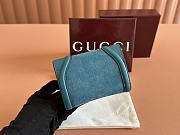 Okify Gucci Blondie Wallet In Blue Suede 11x9cm  - 4