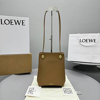 Okify Loewe Pebble Pouch Bag In Brown Oak 23x19x8cm 