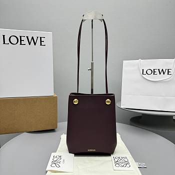 Okify Loewe Pebble Pouch Bag In Wine Red 23x19x8cm 