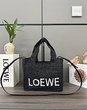 Okify Loewe Font Tote Raffia Black Bag 24x11x19.5cm - 1