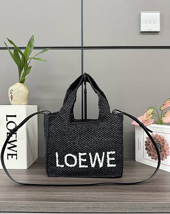 Okify Loewe Font Tote Raffia Black Bag 24x11x19.5cm