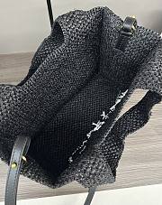 Okify Loewe Font Tote Raffia Black Bag 24x11x19.5cm - 4
