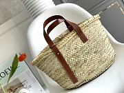 Okify Loewe Basket Bag In Palm Leaf And Calfskin 40x26.5x16cm - 3