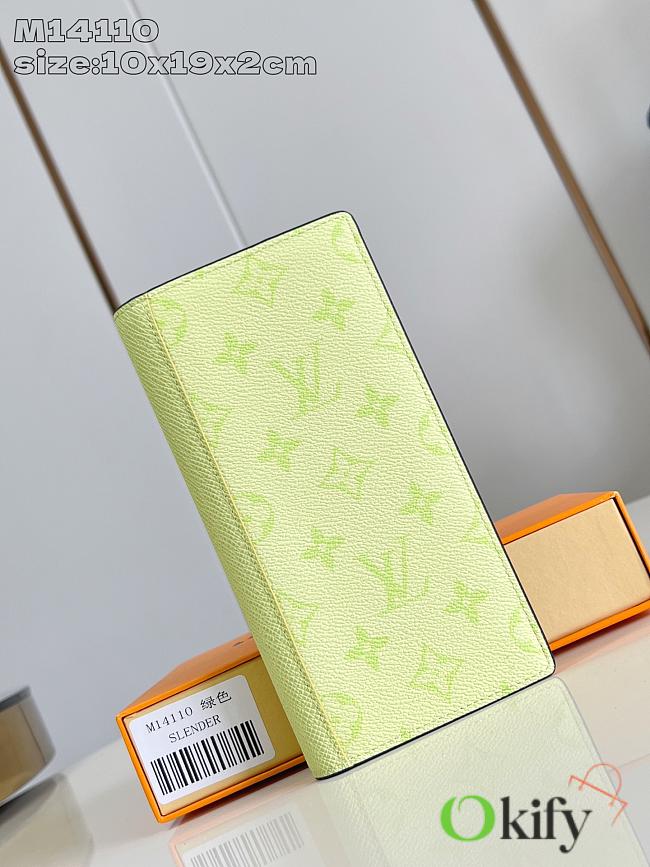 Okify Louis Vuitton Brazze Green Long Wallet M14110 10x19x2cm  - 1