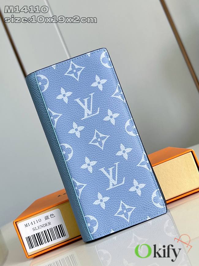Okify Louis Vuitton Brazze Blue Long Wallet M14110 10x19x2cm  - 1