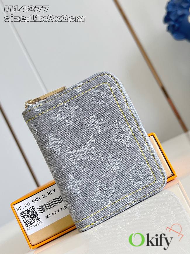 Okify Louis Vuitton Zippy Coin Denim Wallet In Gray M14277 11x8x2cm - 1