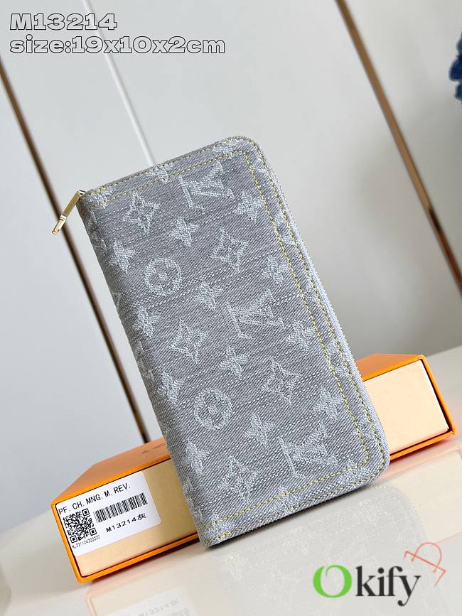Okify Louis Vuitton Zippy Denim Long Wallet In Gray M13214 19x10x2cm  - 1