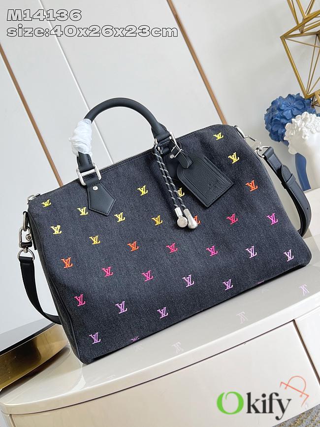 Okify Louis Vuitton Speedy 40 Bag In Denim Black And Colorfull Monogram M14136 40x26x23cm  - 1