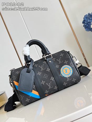 Okify Louis Vuitton Keepall 25 Mon Monogram With Custom Stripe P01942 15x11x25cm 