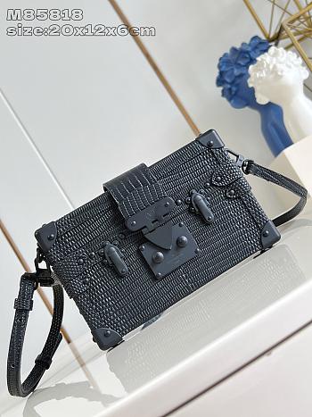 Okify Louis Vuitton Petite Malle Lizard Black Trunk Bag M85818 20x12x6cm 