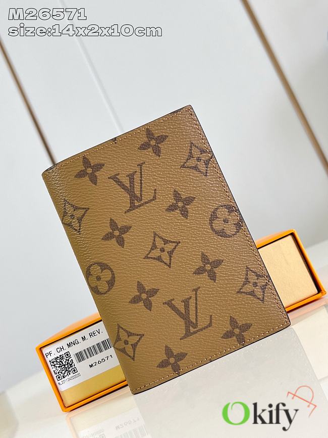 Okify Louis Vuitton Passport Cover In Brown M26571 14x2x10cm  - 1