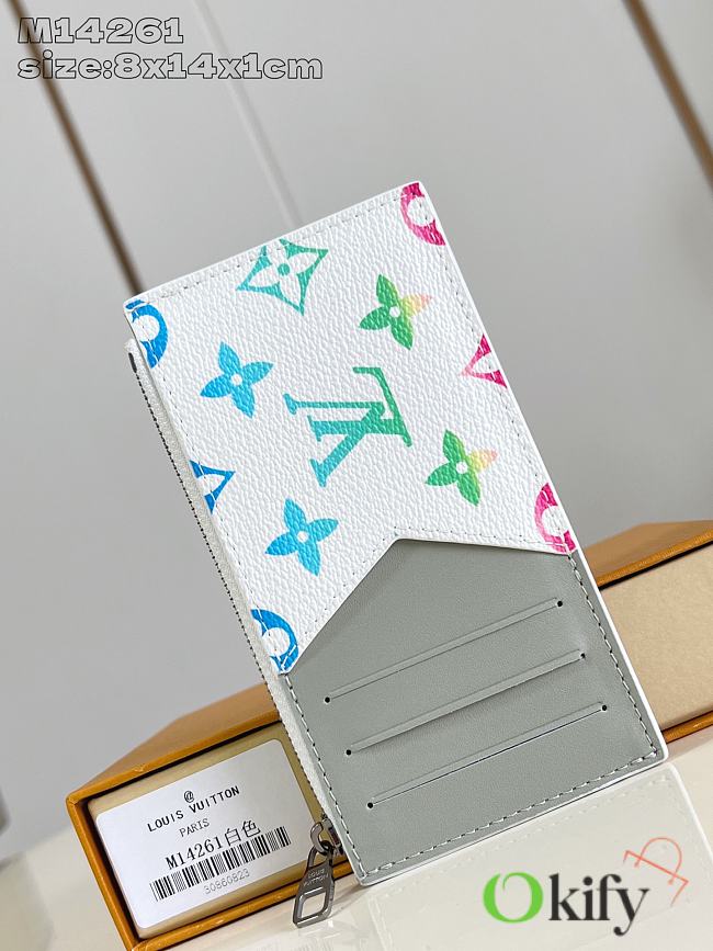 Okify Louis Vuitton White Card Holder With Harmonious Monogram M14261 8x14x1cm - 1