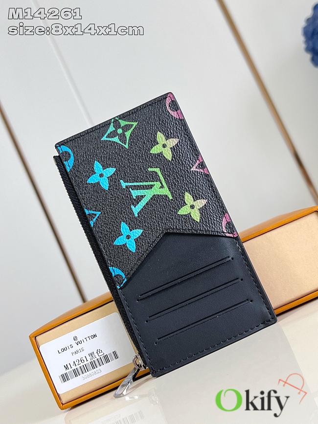 Okify Louis Vuitton Black Card Holder With Harmonious Monogram M14261 8x14x1cm - 1