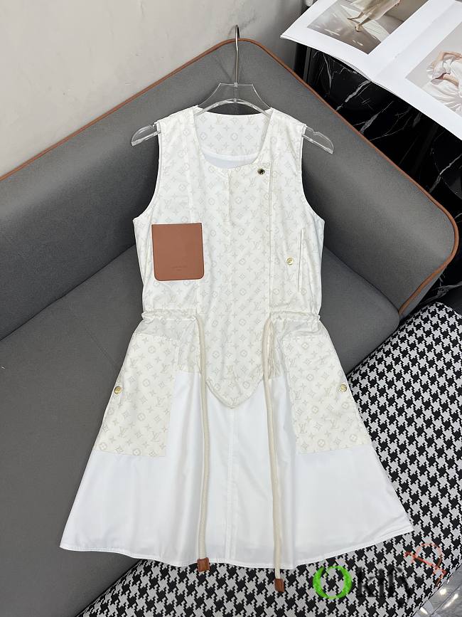 Okify Louis Vuitton White Sleeveless Dress SML  - 1