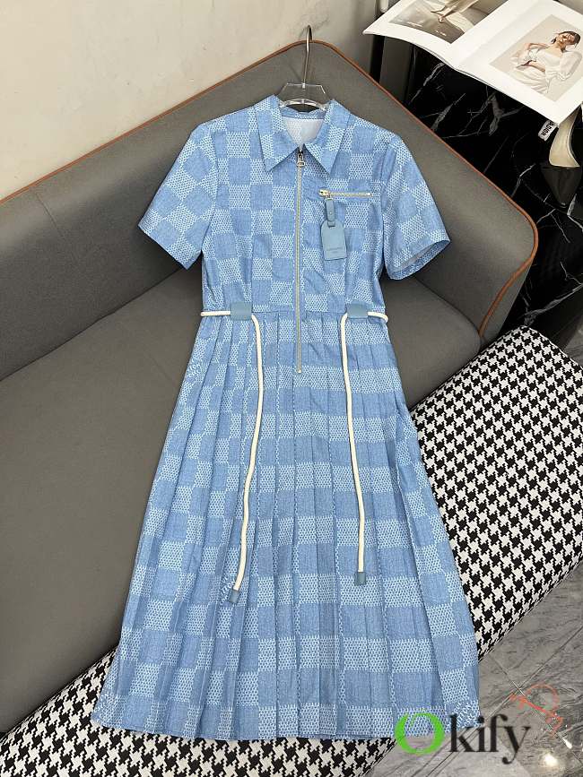 Okify Louis Vuitton Damier Blue Dress SML  - 1
