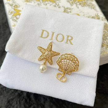 Okify Dior Star Fish And Shell Gold Earrings 