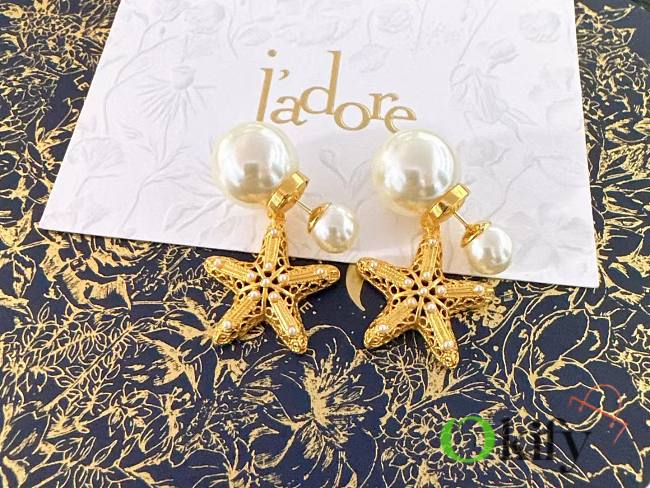 Okify Dior Star Fish Gold Earrings  - 1