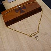 Okify Chrome Heart Pin Gold Necklace 23610 - 5