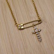 Okify Chrome Heart Pin Gold Necklace 23610 - 2