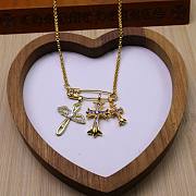 Okify Chrome Heart Pin Gold Necklace 23611 - 5
