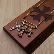 Okify Chrome Heart Pin Gold Necklace 23611 - 3