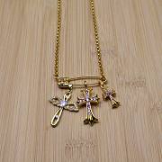 Okify Chrome Heart Pin Gold Necklace 23611 - 2