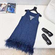 Okify Valentino Ostrich Denim Dress  - 1