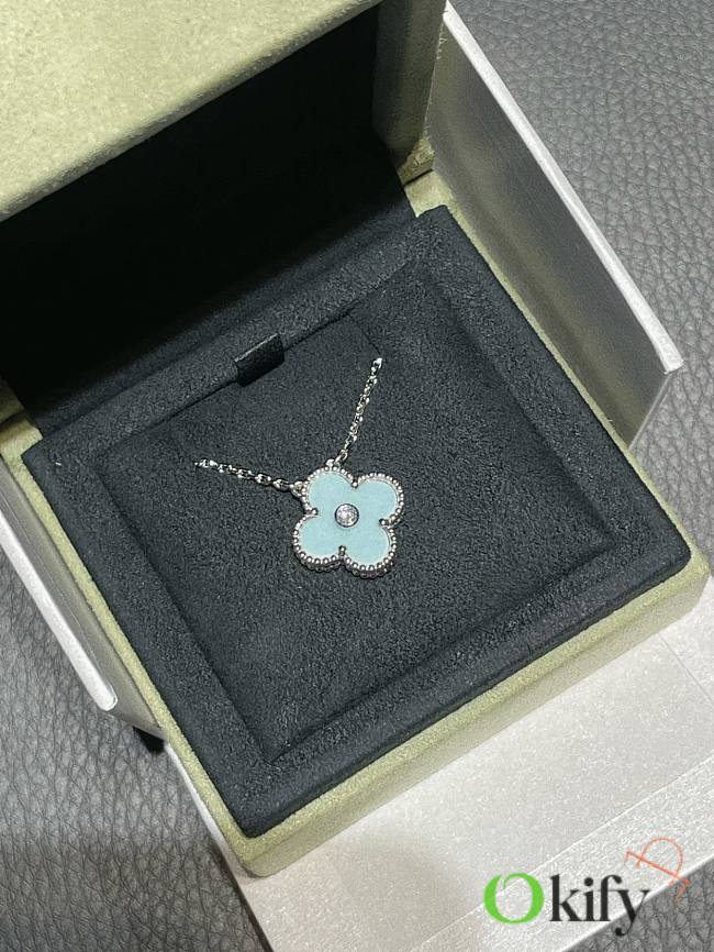 Okify VCA Silver Necklace In Light Blue  - 1