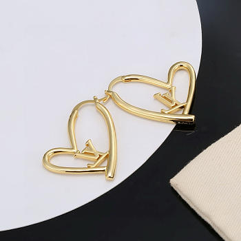 Okify Louis Vuitton Heart Gold Earrings 
